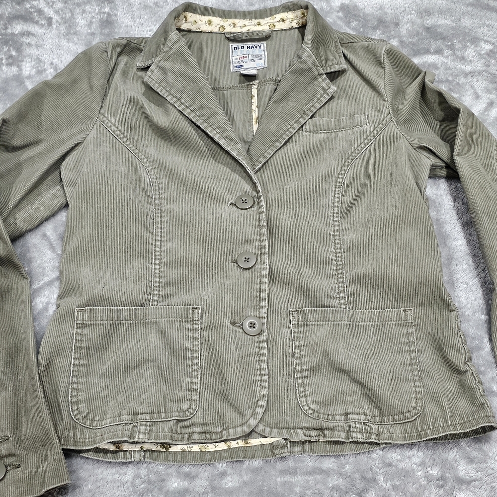 Old Navy Med Cordury Green Jacket Sage Blazer Style Coat